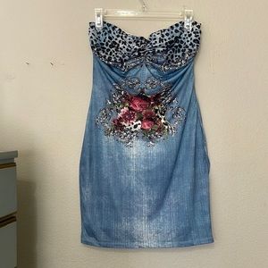 FAUX DENIM DRESS